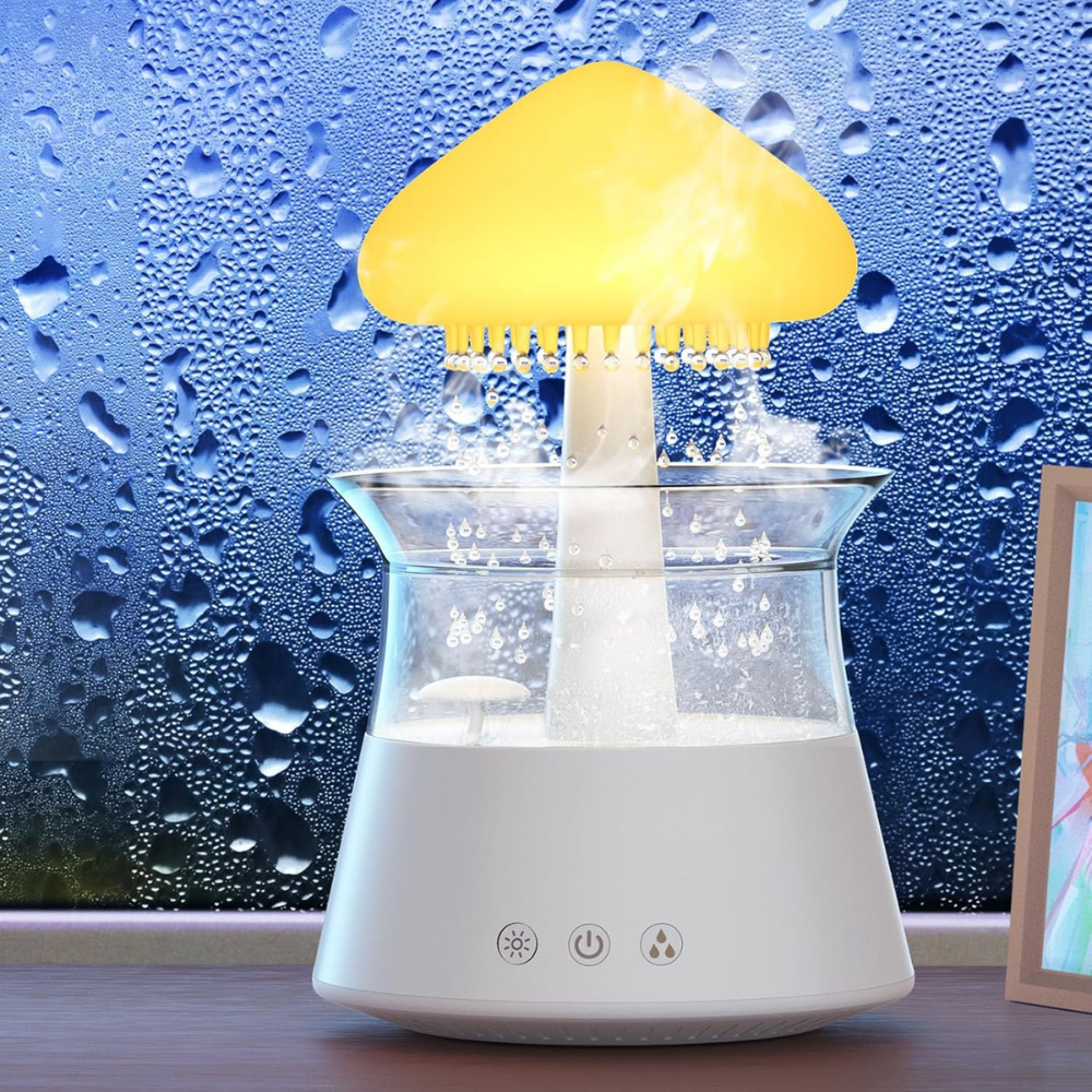 Cloud Humidifier with Remote Control, Waterfall Lamp
