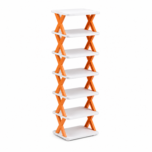 7-Tier Space-Saving Narrow Shoe Rack with Slanted Shelves