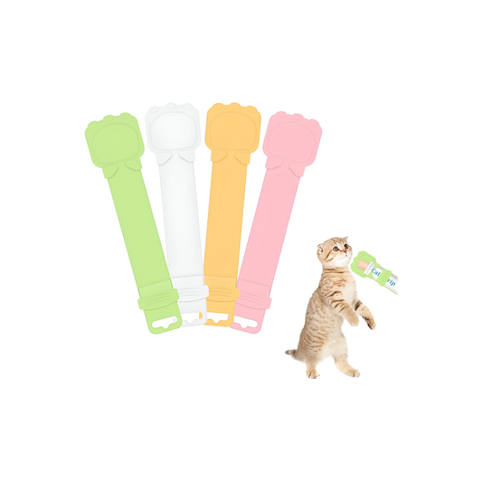 Cat Feed Spoon, 4 PCS Cats Strip Happy Spoons Squeeze