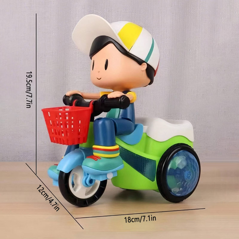 Kids Electric Stunt Tricycle 360 Degree Rotating Music Light Three-Wheel Electric Car Toy