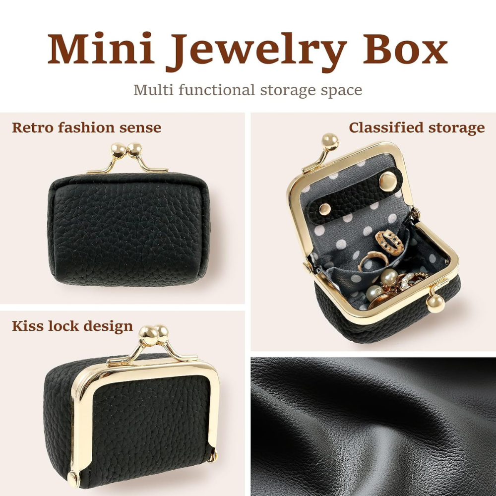 Mini Portable Jewel Box, Leather Jewelry Travel Case