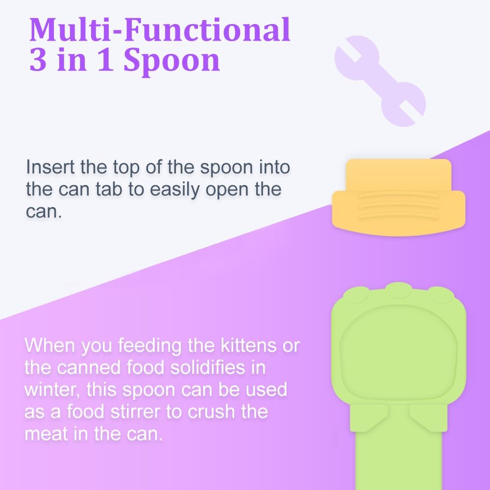Cat Feed Spoon, 4 PCS Cats Strip Happy Spoons Squeeze
