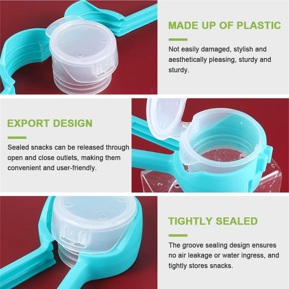 Pack of 4 sealing clips with Pourer, Snack dispenser,