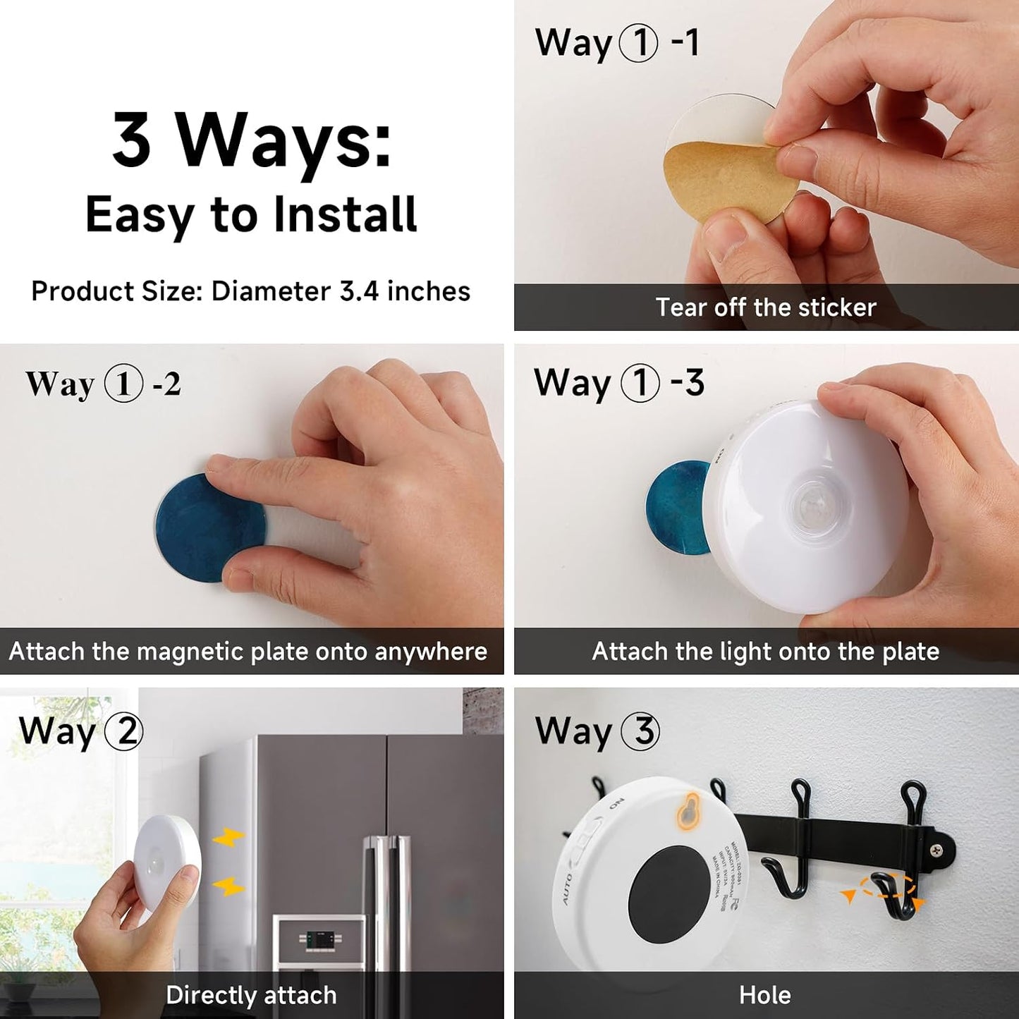 LED Rechargeable Motion Sensor Light Indoor, Bright & Long-Lasting (Pack Of 2)