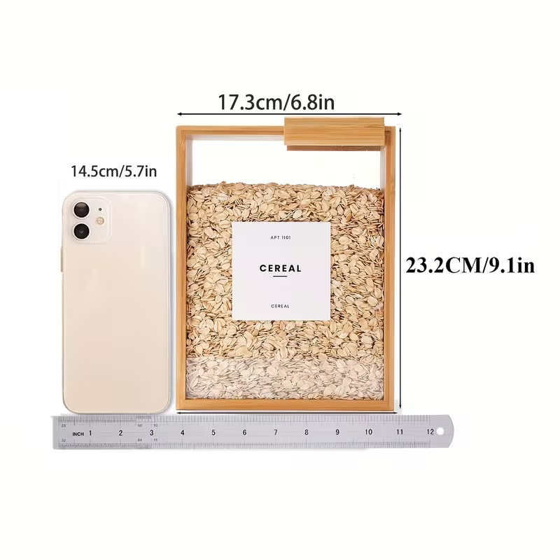 1Pc Solid Wood Food Storage Container | Side Transparent