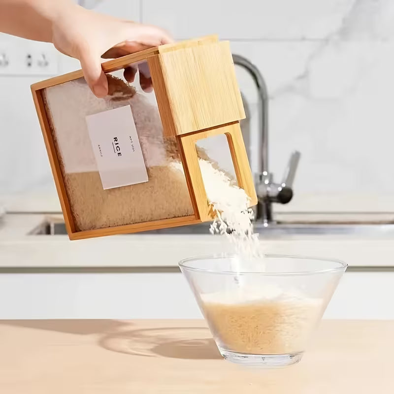 1Pc Solid Wood Food Storage Container | Side Transparent