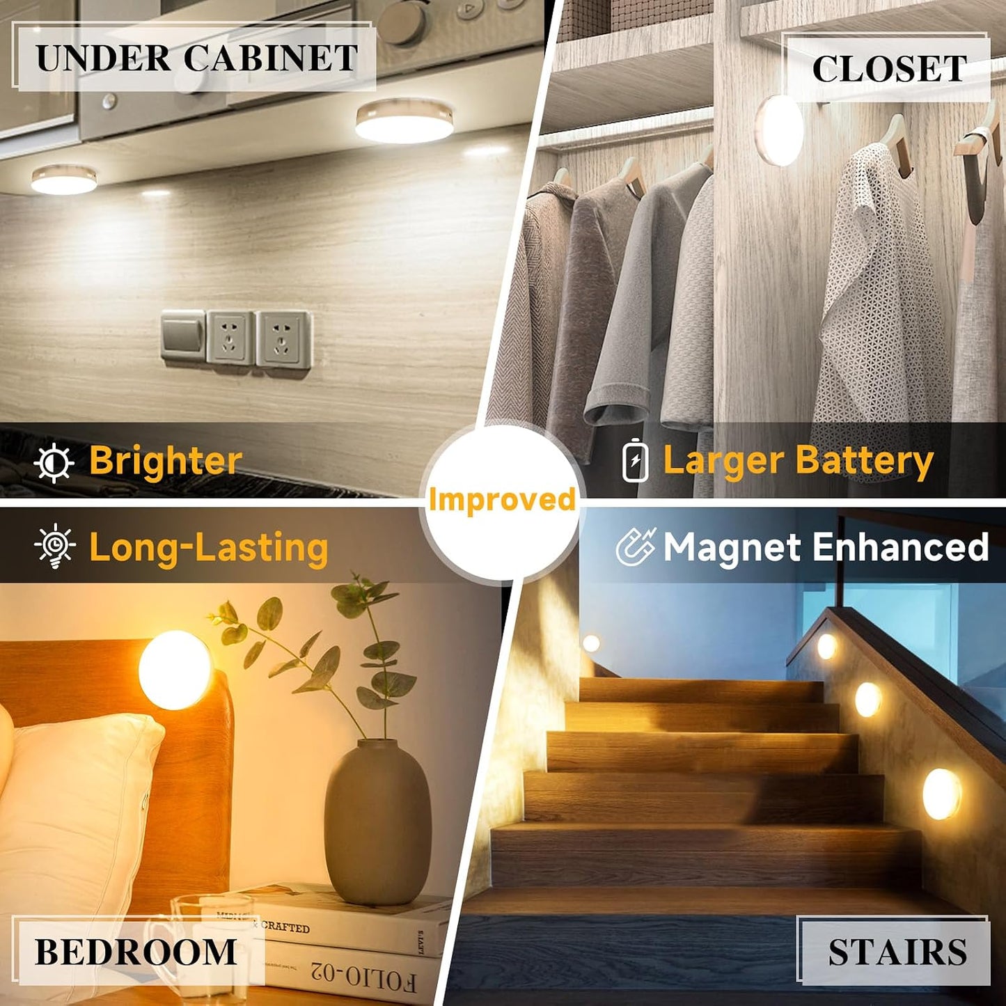 LED Rechargeable Motion Sensor Light Indoor, Bright & Long-Lasting (Pack Of 2)