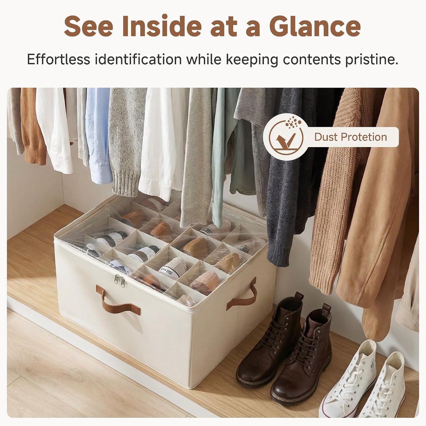 16-Pair Shoe Organizer for Closet, Adjustable Dividers