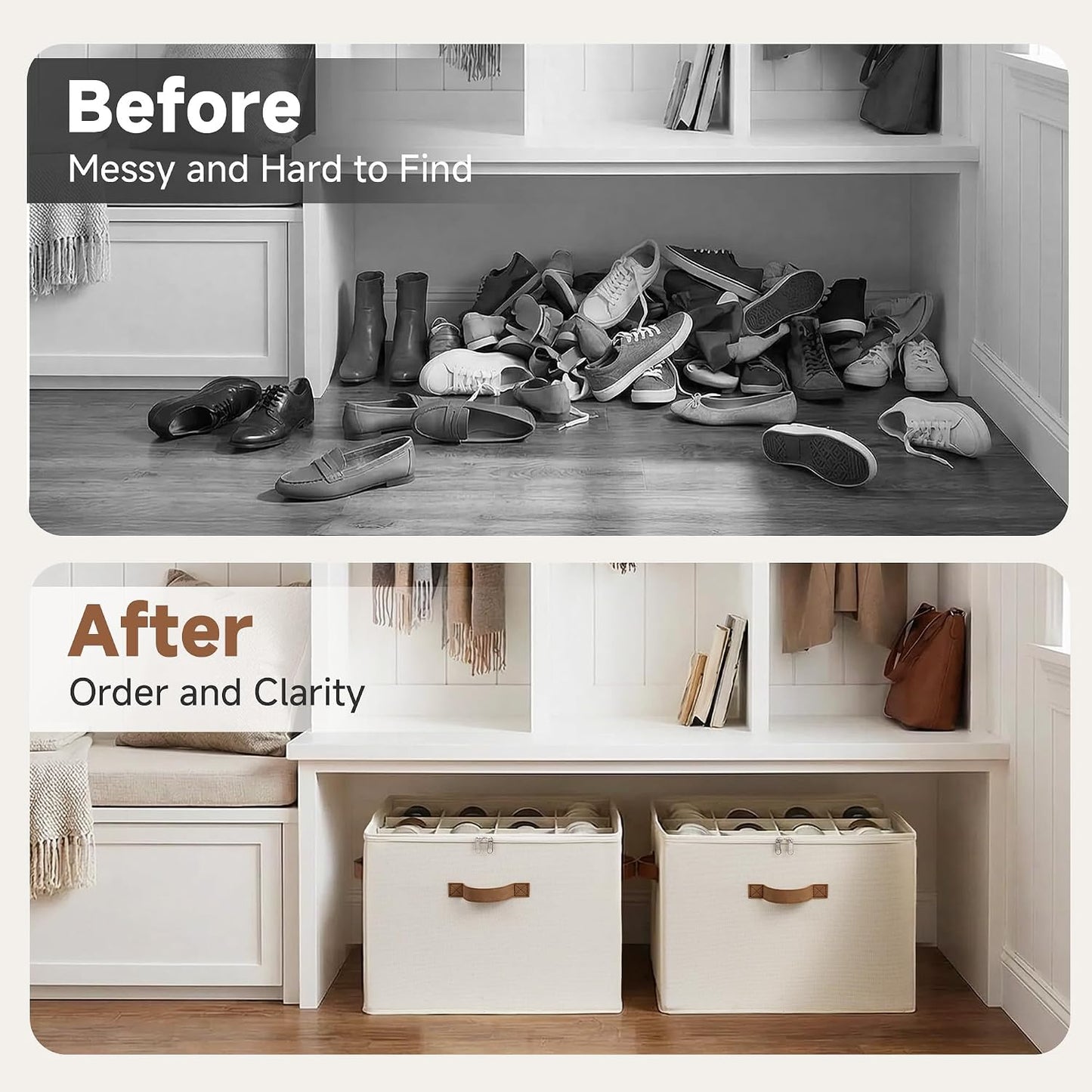 16-Pair Shoe Organizer for Closet, Adjustable Dividers