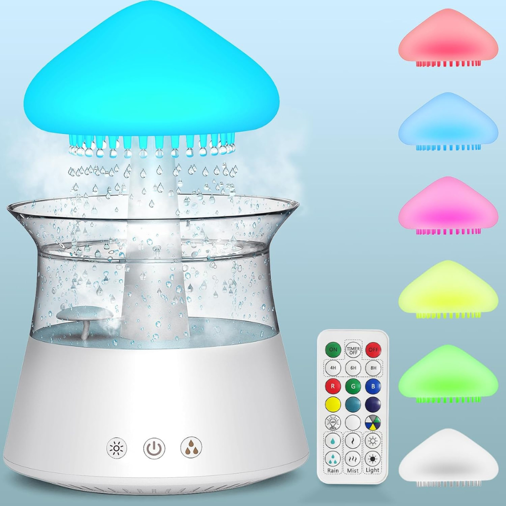Cloud Humidifier with Remote Control, Waterfall Lamp