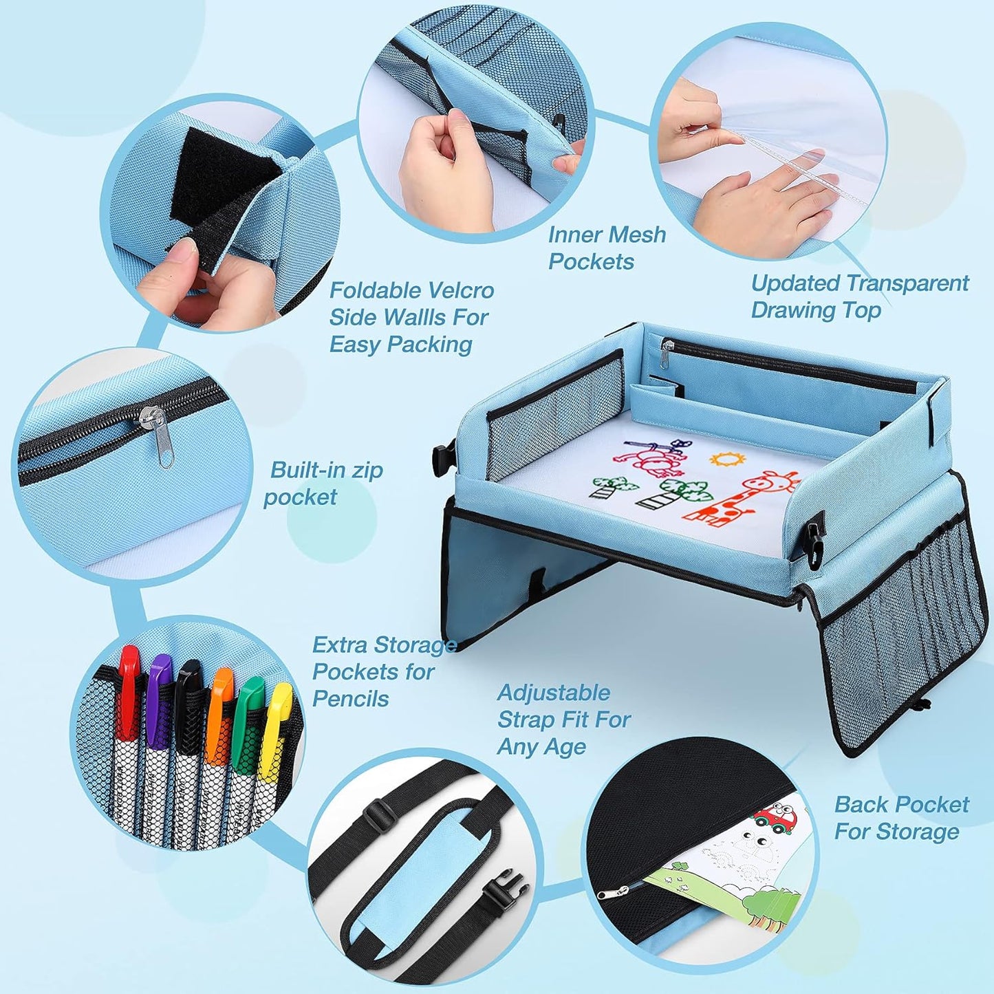 COOLJOY Travel Tray Kids Travel Tray,Kids Travel Essentials