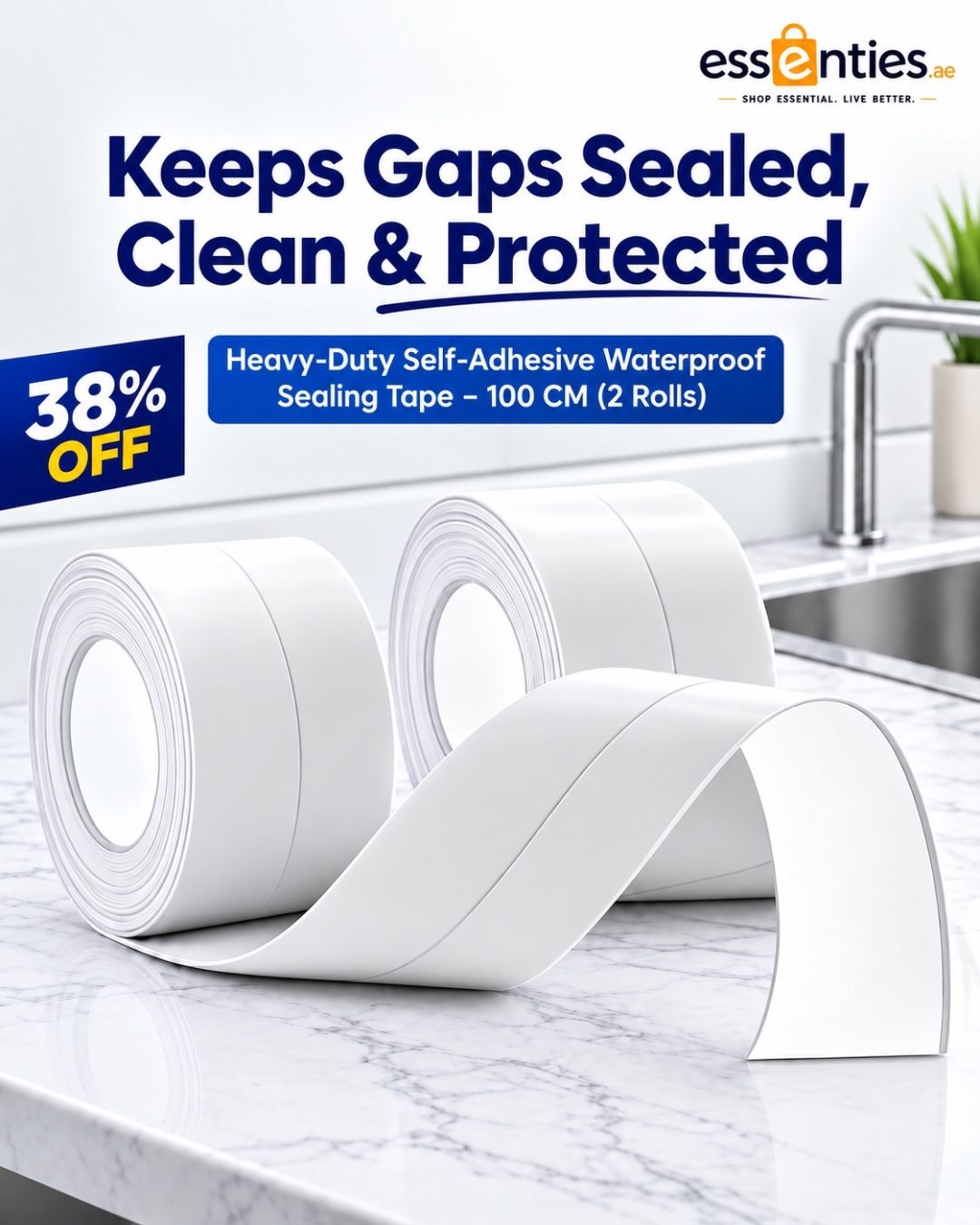 Heavy-Duty Self-Adhesive Waterproof Sealing Tape – 100 CM (2 Rolls)