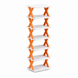 7-Tier Space-Saving Narrow Shoe Rack with Slanted Shelves