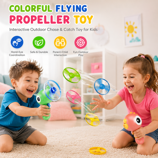 Colorful Flying Propeller Toy – Interactive Outdoor Chase & Catch Toy for Kids (Pack Of 2)