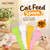 Cat Feed Spoon, 4 PCS Cats Strip Happy Spoons Squeeze