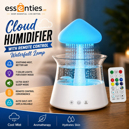 Cloud Humidifier with Remote Control, Waterfall Lamp