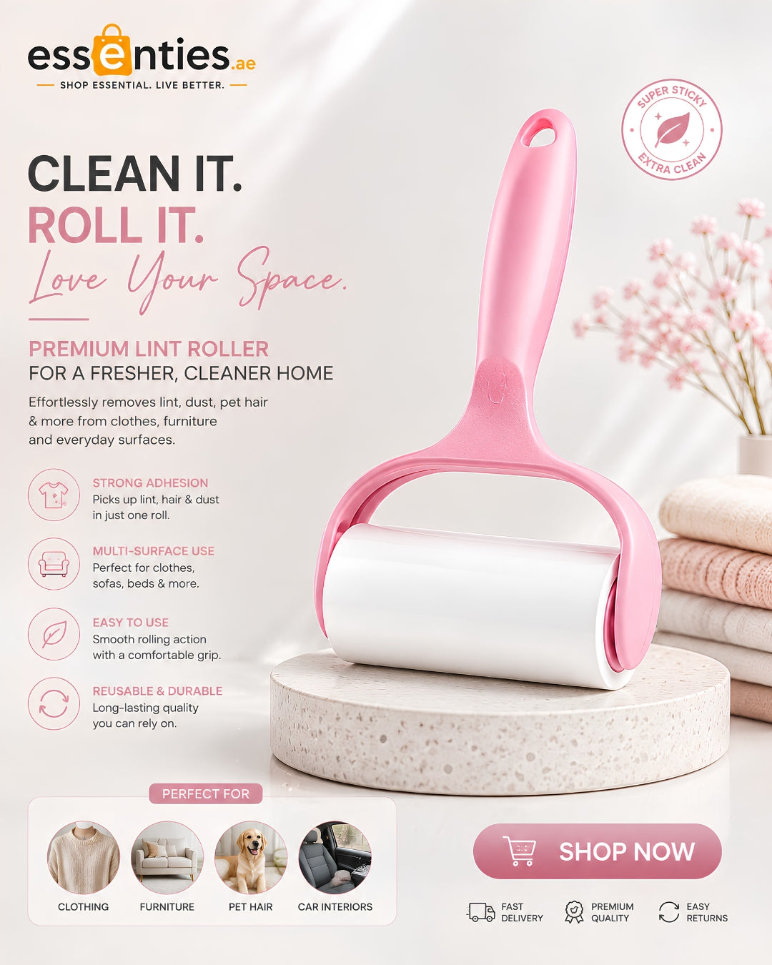 Fabric Lint Roller, Shredded Paper Roller, Replacement Brush Wheel for Paper, Sticky Lint for Clothes and Art Lint Remover Brush