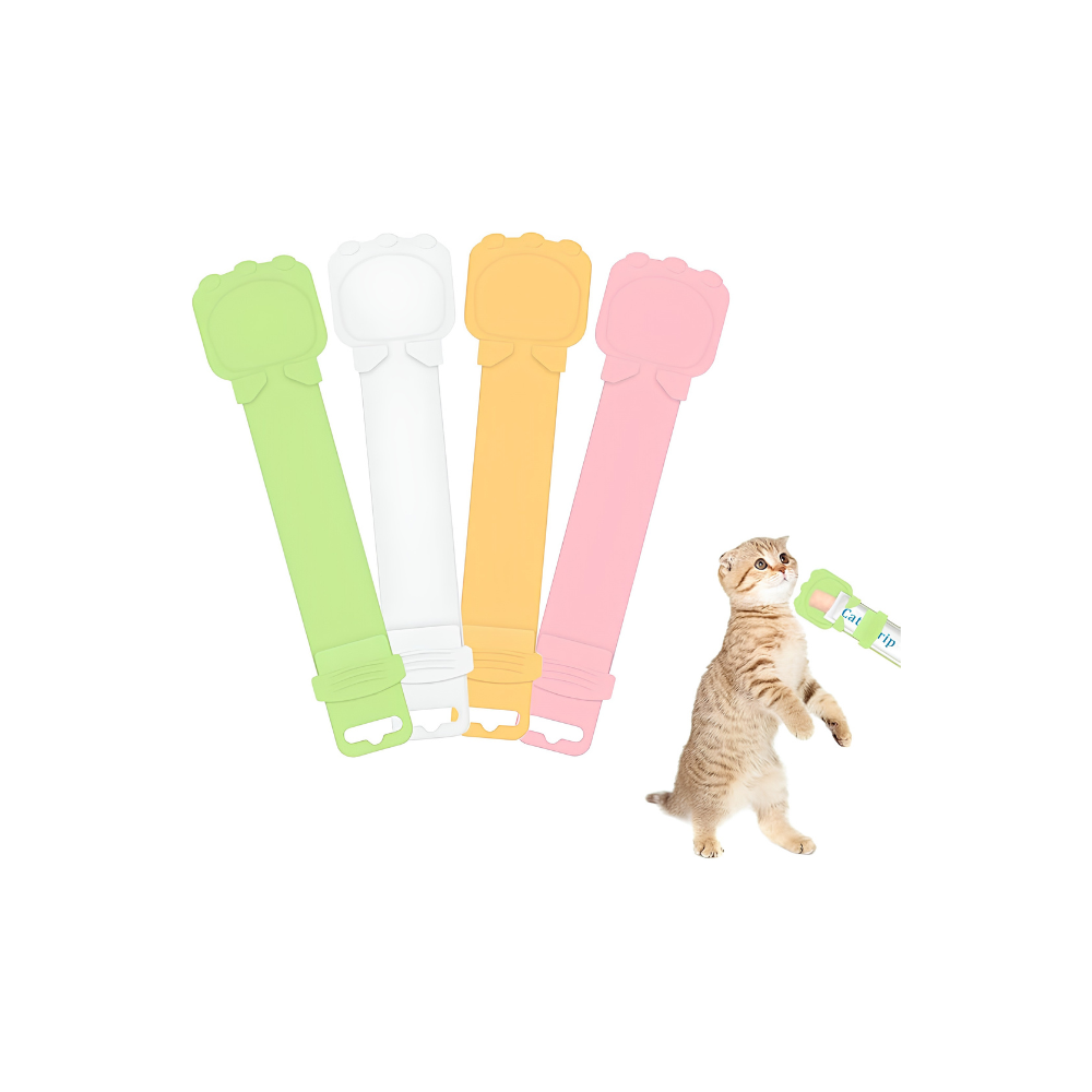 Cat Feed Spoon, 4 PCS Cats Strip Happy Spoons Squeeze