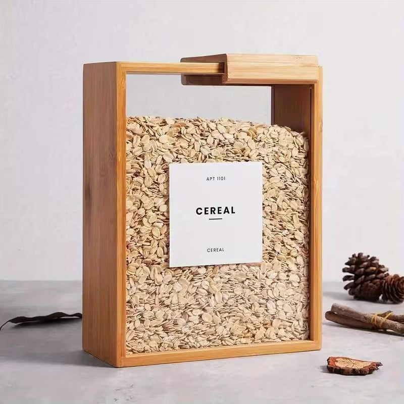 1Pc Solid Wood Food Storage Container | Side Transparent